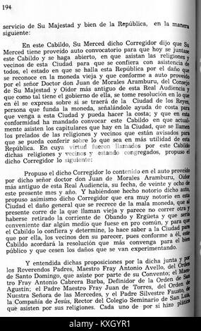Eine Aufzeichnung aus der Sammlung „ACCQUITO“ von 1650 bis 1657, katalogisiert auf Seite 194, die einen Teil eines erhaltenen historischen oder staatlichen Dokumentensatzes darstellt. Stockfoto