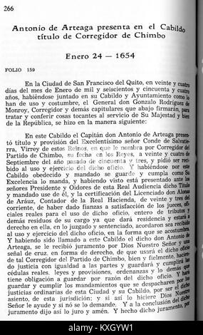 Der Eintrag ‚ACCQUITO-1650-1657-PAG266‘ ist Teil einer Dokumentenreihe aus den Jahren 1650-1657, auf die auf Seite 266 verwiesen wird, die einen Ort innerhalb einer Archivsammlung aus dem 17. Jahrhundert angibt (Details nicht näher angegeben). Stockfoto