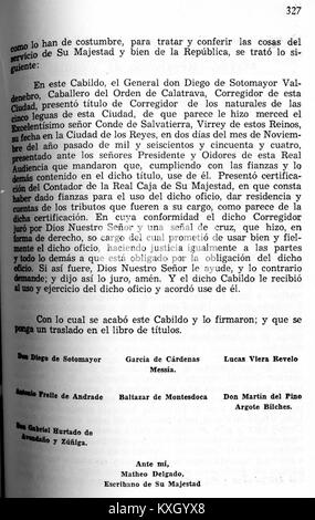 Archivseite 327 von ACCQUITO, die Ereignisse und Aufzeichnungen von 1650 bis 1657 umfasst und für historische und Forschungszwecke aufbewahrt wurde. Stockfoto