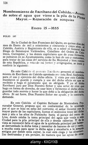 Eine Dokumentenseite aus den Accquito-Aufzeichnungen von 1650 bis 1657, wahrscheinlich Teil eines historischen Archivs oder Finanzregisters aus dieser Zeit. Stockfoto