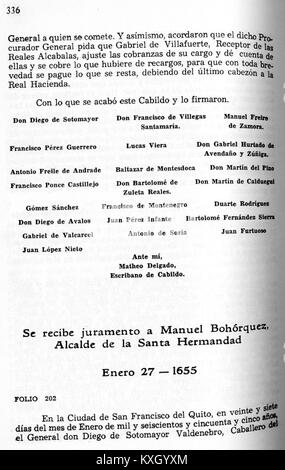 Eine Seite aus dem historischen ACCQUITO-Datensatz aus den Jahren 1650 bis 1657, die als Teil einer Archivhandschriftensammlung aufbewahrt wurde, die administrative oder klerikale Tätigkeiten dokumentiert. Stockfoto