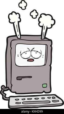 Cartoon müde Computer überhitzt Stock Vektor