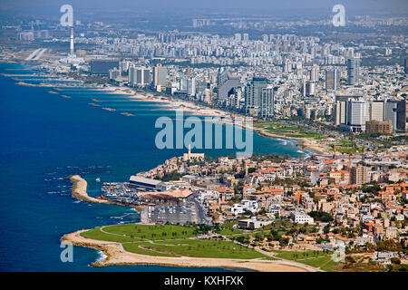 Jaffa und Tel Aviv, Israel - Beeindruckende Luftaufnahme Stockfoto