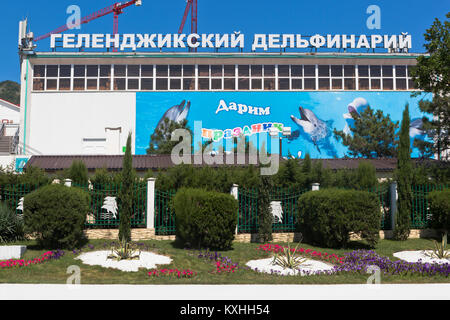 Gelendschik, die Region Krasnodar, Russland - Juli 20, 2015: Gebäude Gelendschik Delphinarium Stockfoto