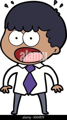 Cartoon schockiert Mann in Hemd und Krawatte Stock Vektor