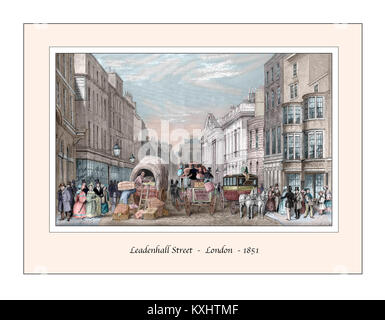 Leadenhall Street London Original Design im 19. Jahrhundert Gravur auf der Grundlage Stockfoto