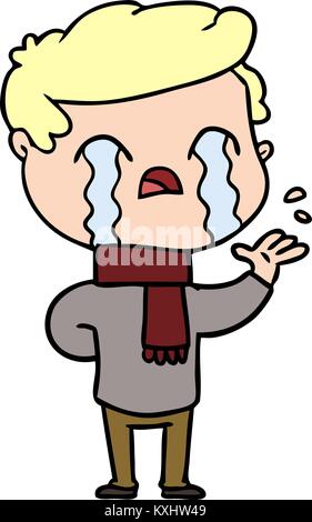 Cartoon Mann weinen tragen winter Schal Stock Vektor