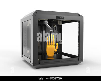 3D Rendering 3d Drucker mit Harz hand Stockfoto