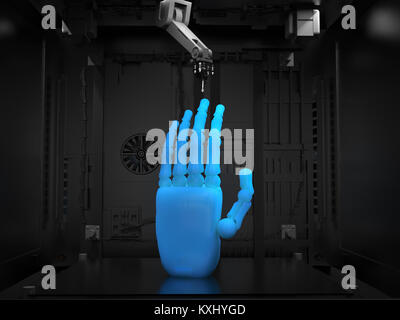 3D Rendering 3d Drucker mit Harz hand Stockfoto