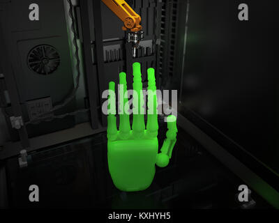 3D Rendering 3d Drucker mit Harz hand Stockfoto