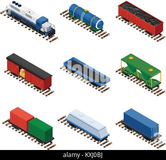 Isometrische der Züge Stock Vektor