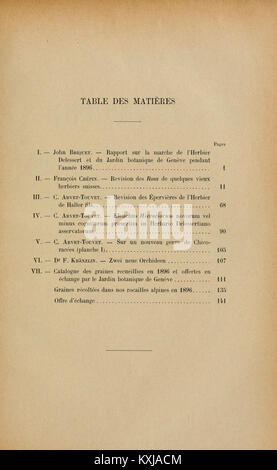 Annuaire du Conservatoire et du Jardin botaniques de Genève (Table des Matieres) BHL 4220987 Stockfoto
