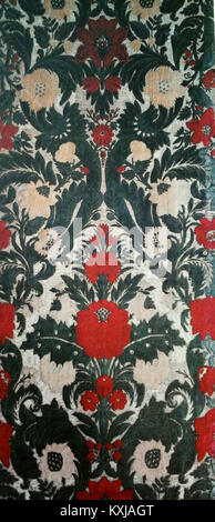 Das Kunstwerk „Velour de Gênes“ zeigt luxuriösen Genua-Samt, ein italienisches Textil aus dem 16. Jahrhundert, das für seine reichen Muster und seine Verwendung in der Elite-Mode und Polsterung bekannt ist. Stockfoto