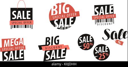 Verkauf Logo oder Label. Shopping, Closeout, Rabatt, günstige Preis Symbol. Vector Illustration Stock Vektor