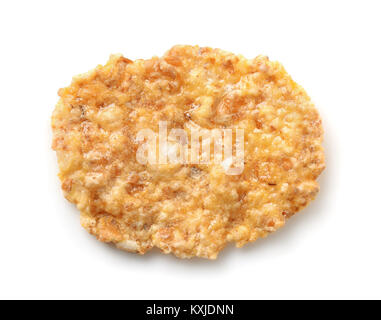 Blick von oben auf die einzigen organischen Multigrain Flakes isoliert auf weißem Stockfoto