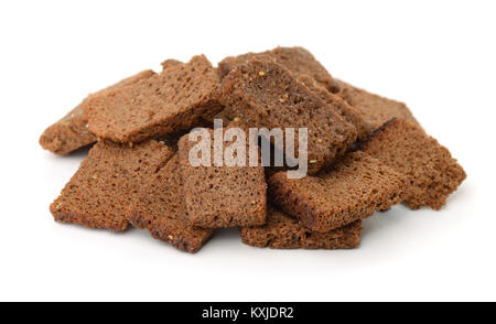 Haufen Knoblauchbutter Roggen croutons isoliert auf weißem Stockfoto