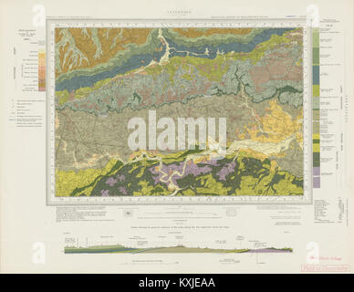 Sevenoaks geological survey Sheet 287 Kent High Weald North Downs 1962 alte Karte Stockfoto