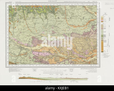 Dorchester. Vintage geologische Karte. Blatt 328. Dorset Dorset Downs 1973 Stockfoto