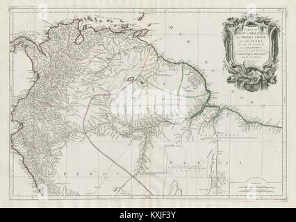 'Carte du Perou et Brésil Sepl.de Tierra-Firme …" santini/D'Anville 1784 Karte Stockfoto