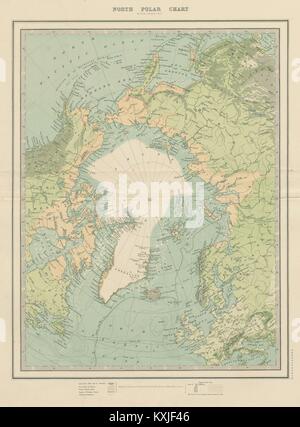 Nordpol Polar Chart Arktis Höchste latitude Nares. 50 x 60 cm. JOHNSTON 1879 Karte Stockfoto