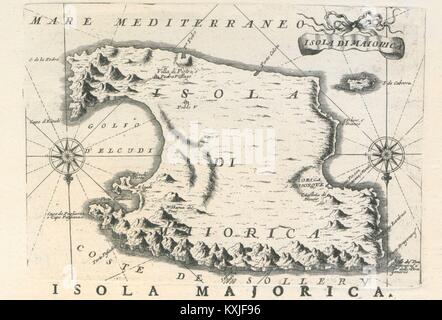 'Isola di Maiorica" von Vincenzo Coronelli aus Isolario. Mallorca 1697 alte Karte Stockfoto