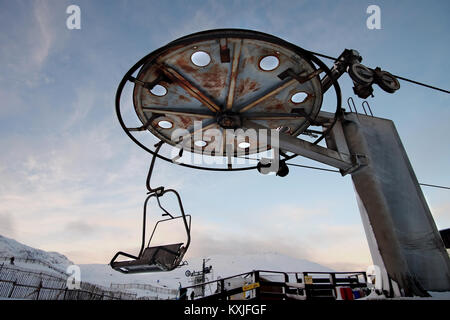 Oben auf der Sesselbahn am Glencoe Mountain Resort Stockfoto