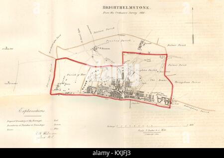 BRIGHTON Gemeinde/Stadt/Stadt zu planen. REFORM ACT Hove Brighthelmstone DAWSON 1832 Karte Stockfoto