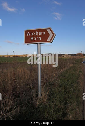 Zeichen für Waxham große Scheune Waxham, Norfolk, Großbritannien Januar Stockfoto