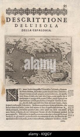 Descrittione dell'Isola della Cefalonia PORCACCHI Ionischen Golf von Korinth 1620 Karte Stockfoto