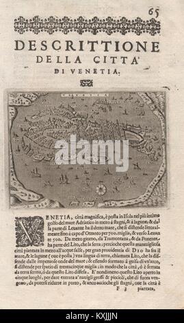 "Escrittione Della Citta di Venetia'. PORCACCHI. Venedig 1620 alte antike Karte Stockfoto