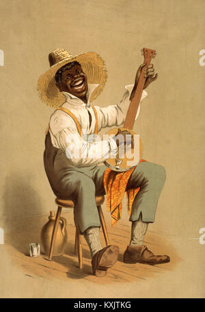 Plantation banjo Player, c 1875. Stockfoto