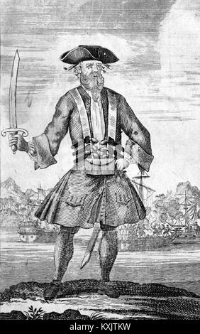 Blackbeard the Pirate, Edward Teach oder Edward Thatch, Blackbeard, ein englischer Pirat Stockfoto