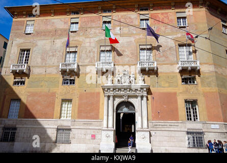 Blick auf den Palazzo Antonio Doria, in Genua, Italien, einem der 42 Paläste in der Stadt zum Weltkulturerbe der UNESCO, Stockfoto