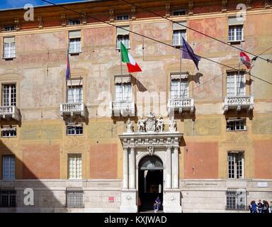 Blick auf den Palazzo Antonio Doria, in Genua, Italien, einem der 42 Paläste in der Stadt zum Weltkulturerbe der UNESCO, Stockfoto