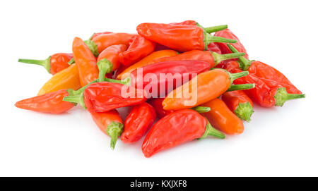 Ein Bündel Chilischoten auf einem weißen Hintergrund. Mexikanisches Essen. Stockfoto