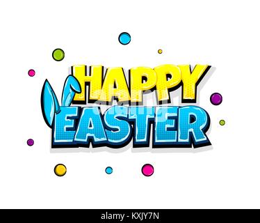 Comic Text werben Frohe Ostern Bunny Stock Vektor