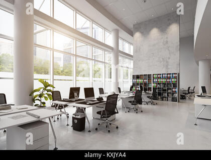 Modernes Bürogebäude Interieur. 3D-rendering Konzept Stockfoto