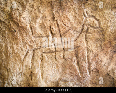 Echten petroglyph im Gobustan Nationalpark, Aserbaidschan Stockfoto