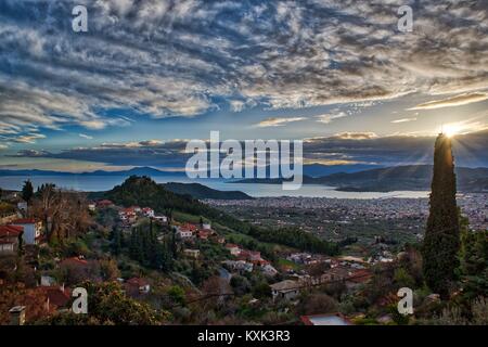 Volos Blick vom Berg Pelion, Griechenland Stockfoto
