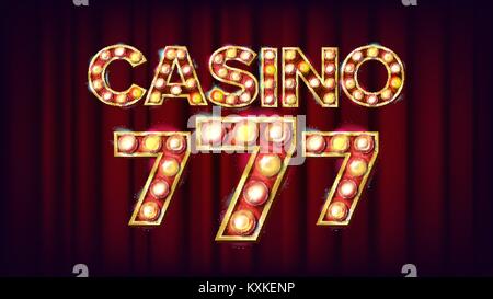 Casino 777 Banner Vektor. Casino Vintage Style beleuchtet. Lucky Abbildung Stock Vektor