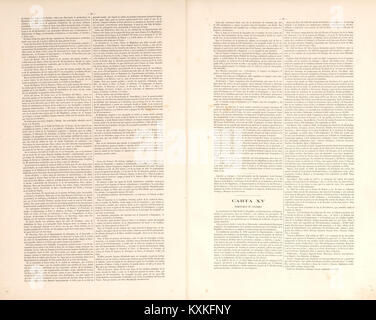 Der „Atlas Histórico de Colombia“ aus dem Jahr 1890 enthält Erläuterungen zu den Karten XIV und XV, die die historische Geographie und die territorialen Teilungen in Kolumbien dokumentieren. Stockfoto
