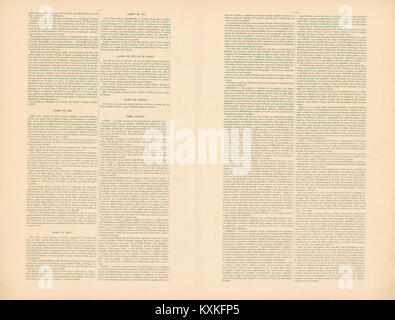 Dieses Bild zeigt den erläuternden Text, der der Tabelle I des 1890 veröffentlichten Atlas histórico de Colombia beigefügt ist. Der atlas, der von Agostino Codazzi geschaffen wurde, bietet detaillierte geografische und historische Informationen über Kolumbien im späten 19. Jahrhundert. Stockfoto