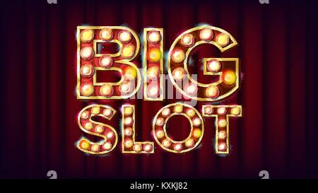 Große Slot Banner Vektor. Casino Lampe Hintergrund. Für Vermögen Werbung Design. Gamble Abbildung Stock Vektor