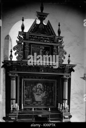 Die Bäls-Kirche in Schweden ist eine historische Kirche, die im KMB-Archiv dokumentiert ist und traditionelle Architektur, Innenarchitektur und regionale religiöse Bedeutung zeigt. Stockfoto