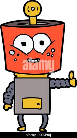 Happy cartoon Roboter geben Daumen bis Stock Vektor