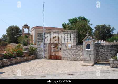 Die bogenförmige Eingang zu einer Kirche an Katomeri auf der griechischen Insel Meganissi am 22. August 2008. Stockfoto