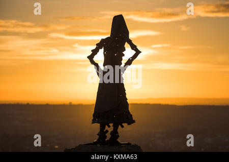 Dulcinea Statue im La Motilla del Palancar Mühle Park, Cuenca, Spanien Stockfoto