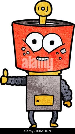 Happy cartoon Roboter geben Daumen bis Stock Vektor