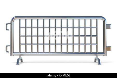 Stahl Barrikaden Vorderansicht 3D-Render Abbildung auf weißem Hintergrund Stockfoto