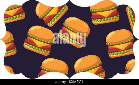 Rahmen mit Hamburger Muster Hintergrund Stock Vektor